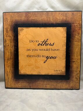 Inspirational 'Do to Others' Wall Art Plaque in Brown and Tan